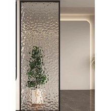 水波紋屏風玻璃隔斷客廳磨砂透光鋼化入戶玄關輕奢訂制藝術(shù)玻璃